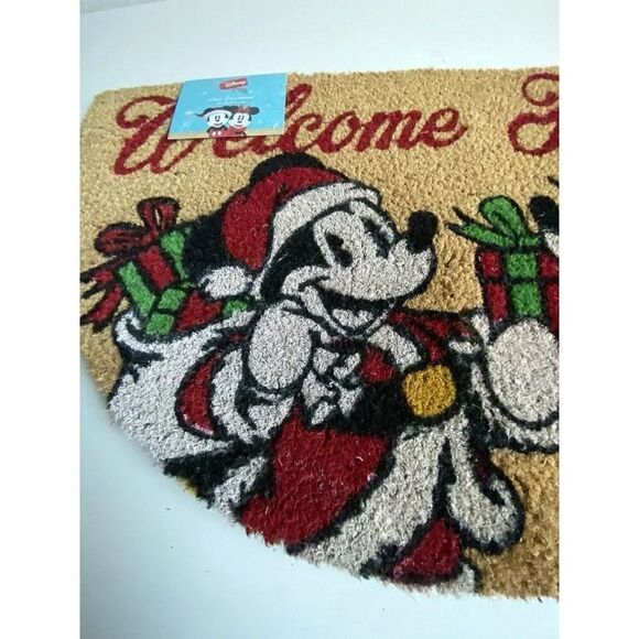 Disney Mickey Minnie Mouse Christmas Holiday  Coir Door Mat 18 X 30” Outdoor NEW - Picture 4 of 8